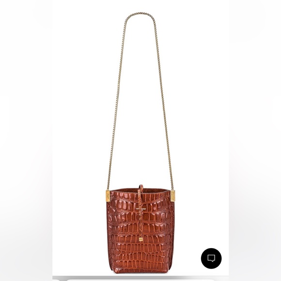 Saint Laurent Mini Suzanne Croc Embossed Bag Vintage Brown - Picture 1 of 14